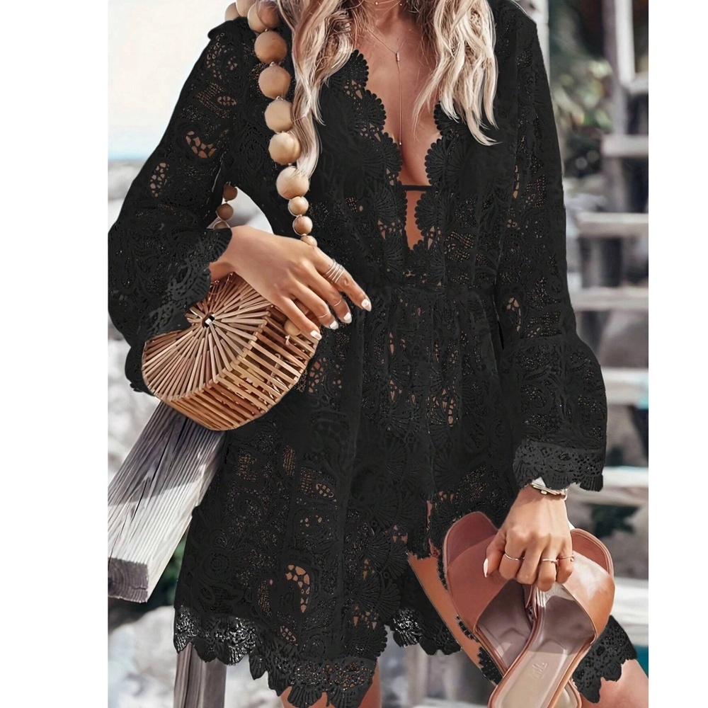 Black Lace Women’s Swim Coverup Size 14